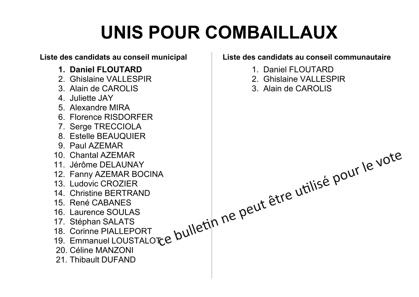 modèle de bulletin de vote